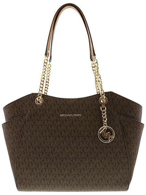 michael michael kors jet set chain strap large shoulder tote|michael kors jet set brown.